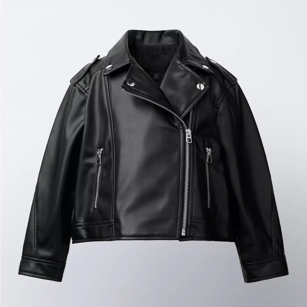 Zara Girls Black Faux Leather Jacket
